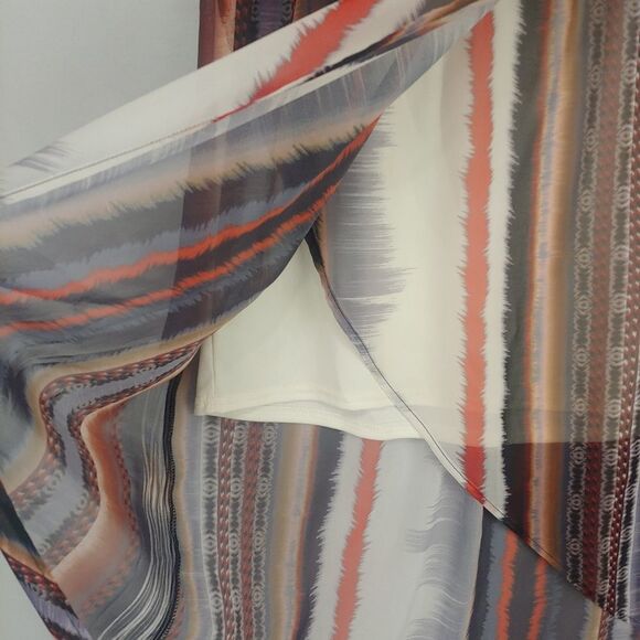 Maurices Womens Skirt High Low Sheer Sz Med Stripes Lined - Picture 2 of 9